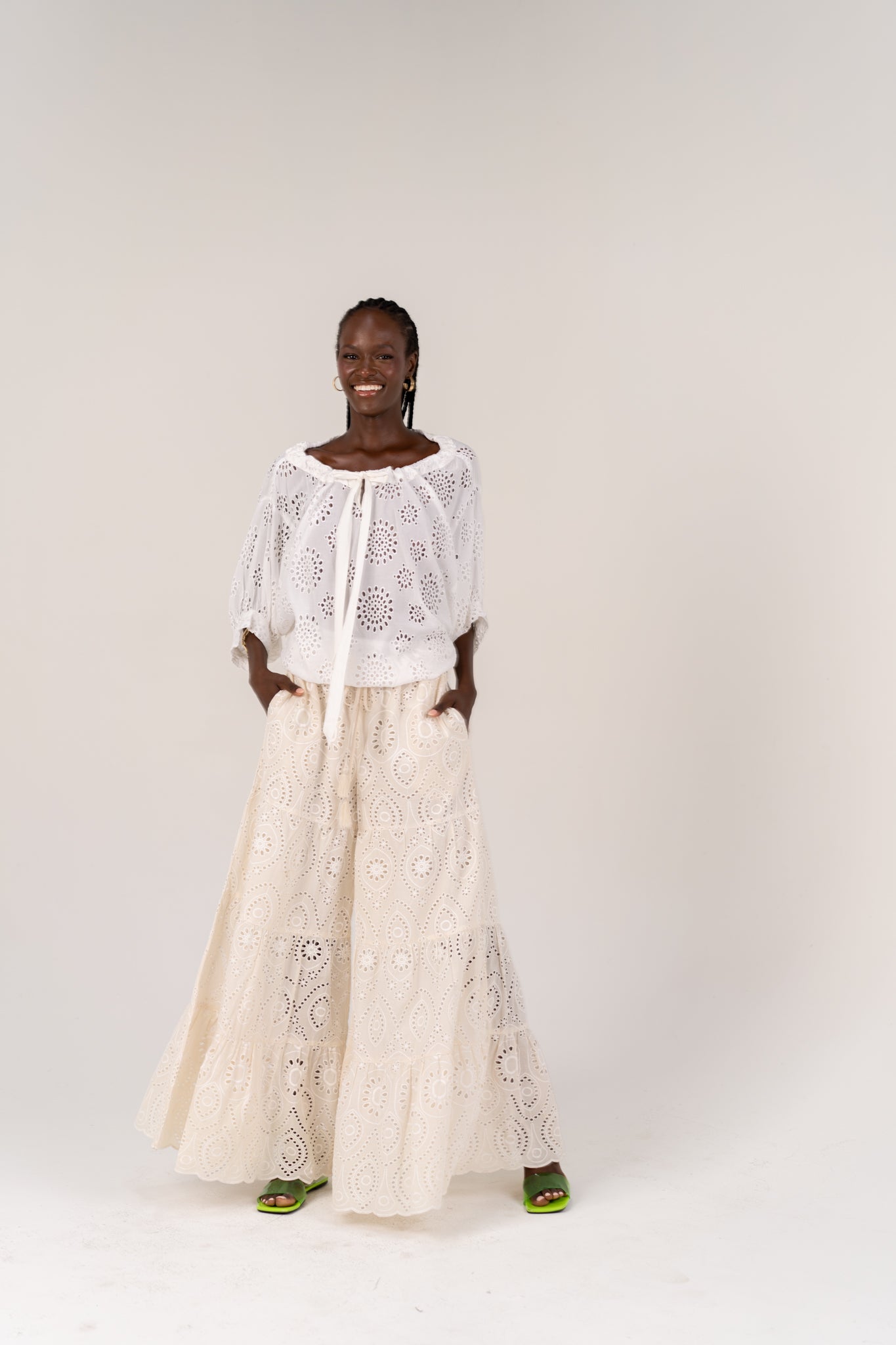 Bella Ivory Eyelet Trouser