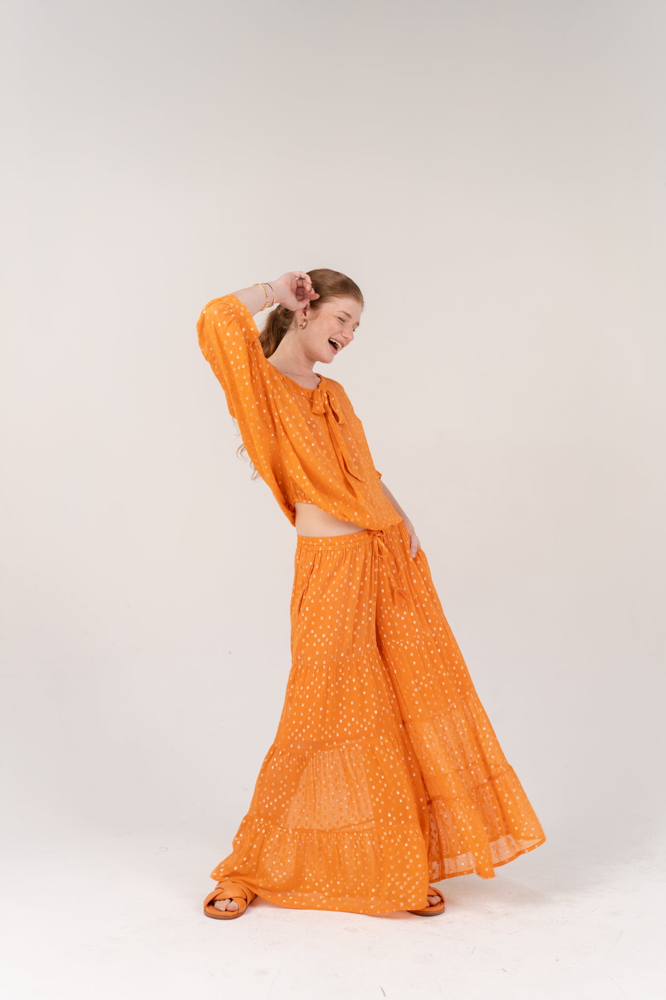 Bella Orange Lurex Trouser