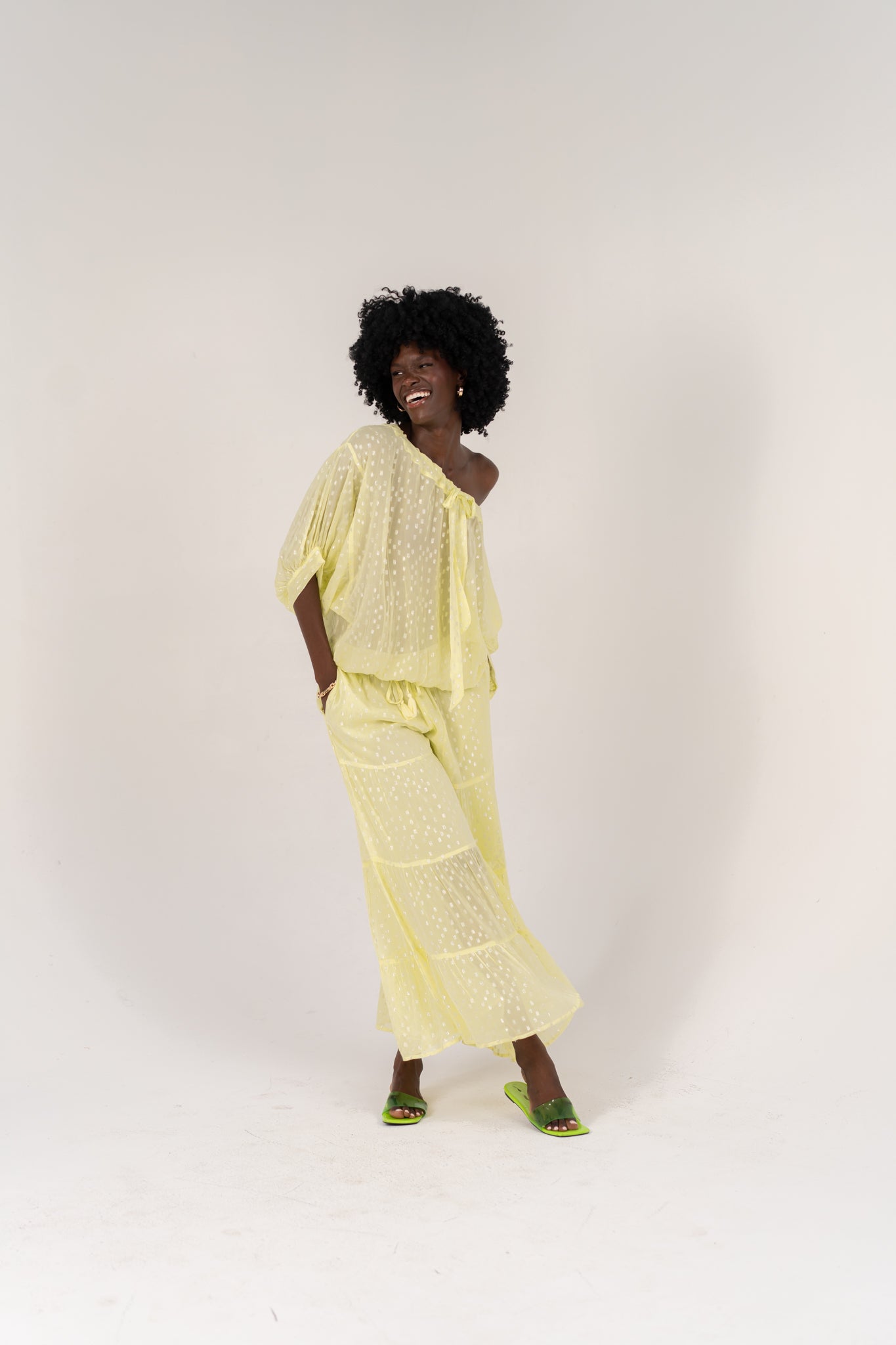 Bella Lime Lurex Trouser