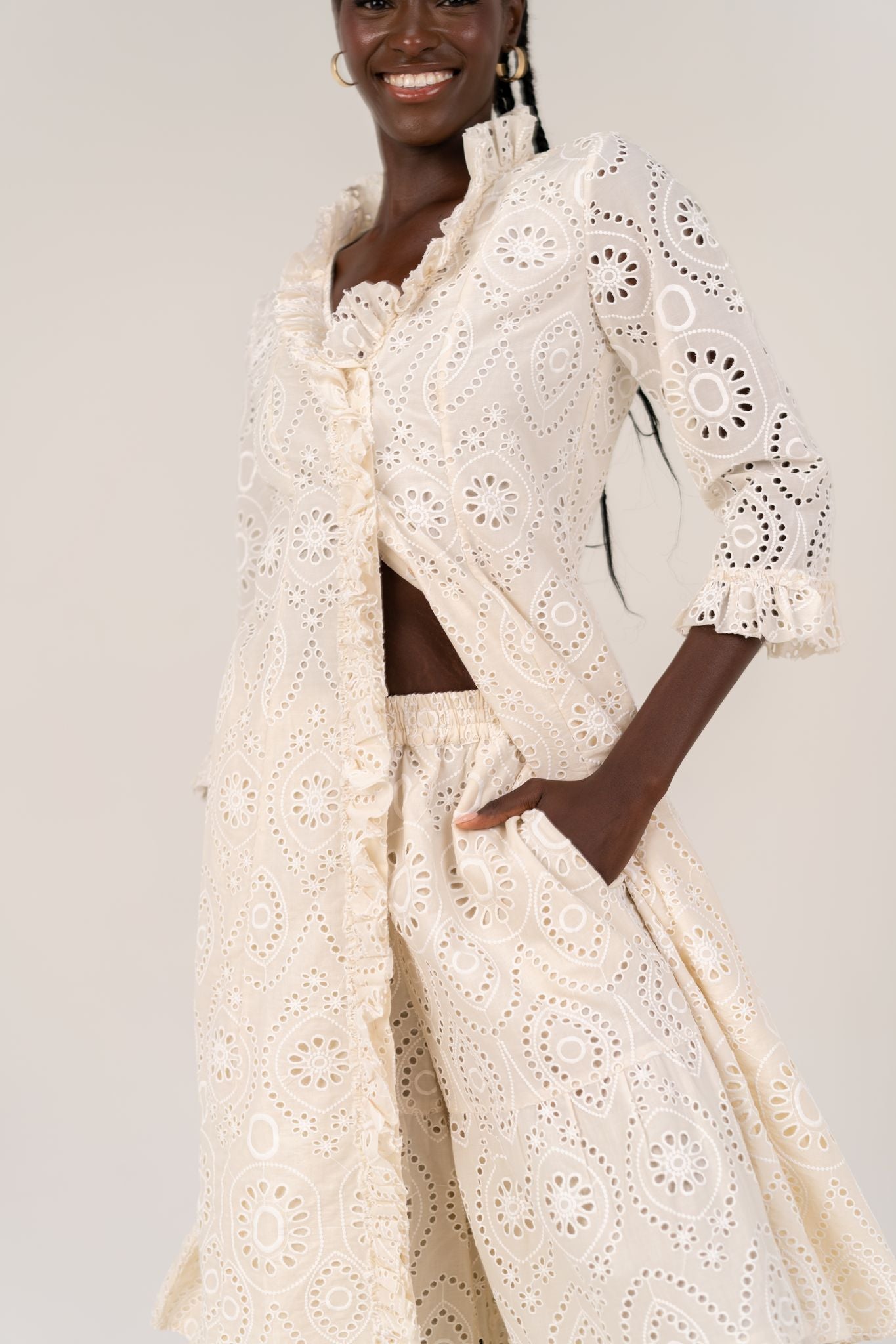 Sara Ivory Eyelet Tunic
