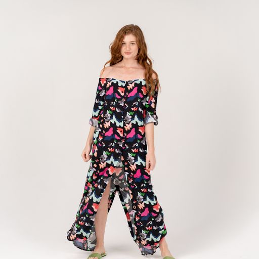 Sophia Long Black Butterfly