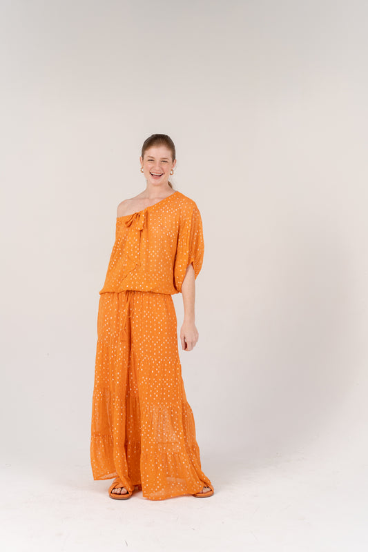 Bella Orange Lurex Trouser