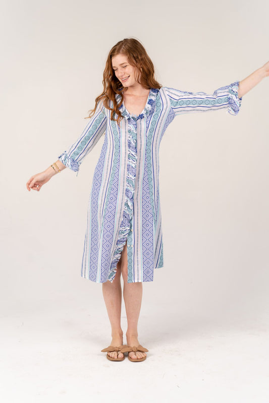 Sara Blue Tribal Tunic