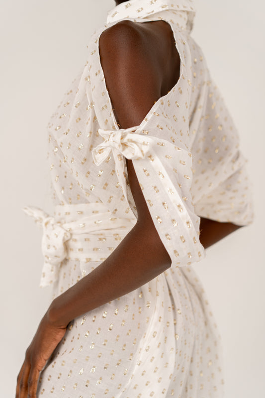 Ellie White/Gold Dot Lurex Short