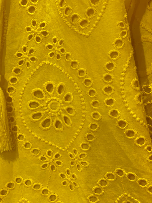 Sara Yellow Eyelet Tunic