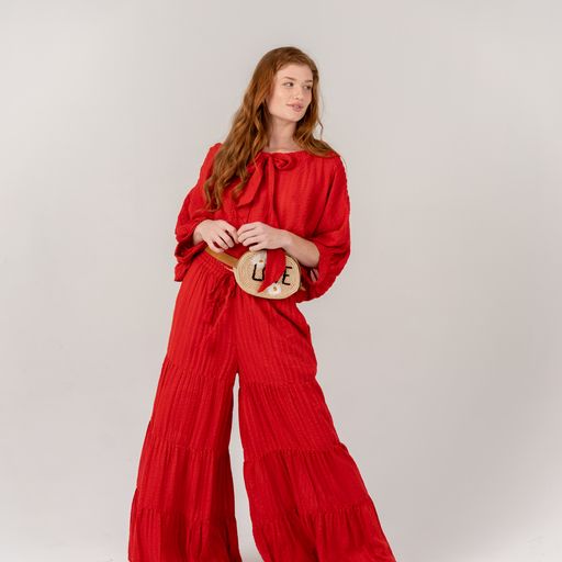 Bella Red Gauze Trouser