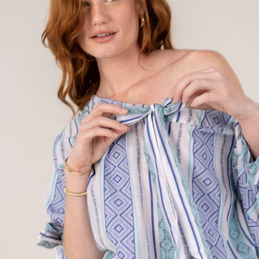 Olivia Top Blue Tribal